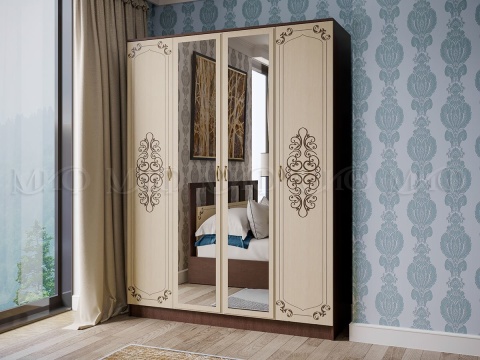 Шкаф 4-х Створчатый Жаклин  Венге/Белфорт (Ш-1600 х В-2216 х Г-540 мм) Шкаф 4-х Створчатый Жаклин  Венге/Белфорт (Ш-1600 х В-2216 х Г-540 мм)