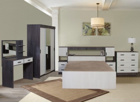 Бася-2 Спальный Гарнитур ЛДСП с Пуфиком и Матрасом в Подарок/Разные Цвета Бася-2 Спальный Гарнитур ЛДСП с Пуфиком и Матрасом в Подарок/Разные Цвета