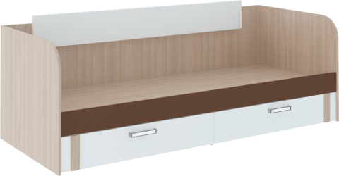 Кровать "Волкер" с ящиками М 13 Ясень Шимо Светлый + Белый/Арабика Кровать "Волкер" с ящиками М 13 Ясень Шимо Светлый + Белый/Арабика