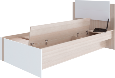 Кровать "Волкер" М 14 Ясень Шимо Светлый/Белый Кровать "Волкер" М 14 Ясень Шимо Светлый/Белый