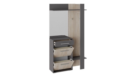 Прихожая с Крючками и Зеркалом «Нуар» Тип 1 Разные Цвета/Ш-1100×Г-349×В-2000 мм Прихожая с Крючками и Зеркалом «Нуар» Тип 1 Разные Цвета/Ш-1100×Г-349×В-2000 мм