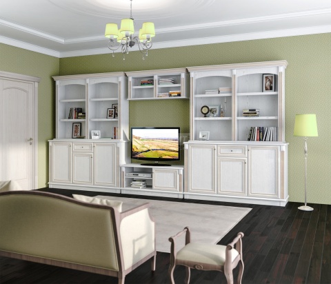 Гостиная Версаль  L-4454 Белый Ясень (Ш-4440 X В 2184 X Г 440 мм) Гостиная Версаль  L-4454 Белый Ясень (Ш-4440 X В 2184 X Г 440 мм)