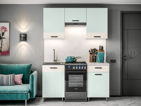 Кухонный Гарнитур Риана 1500 мм ЛДСП Белый+Мята