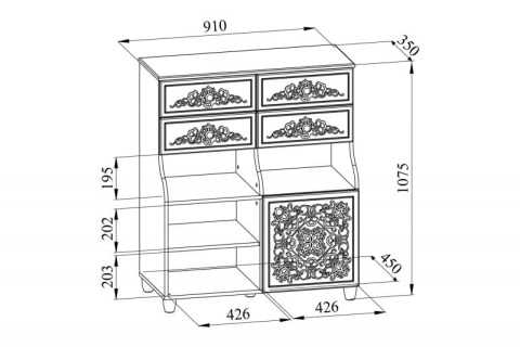 Тумба Соня СО-19К комбинированная Тумба Соня СО-19К комбинированная