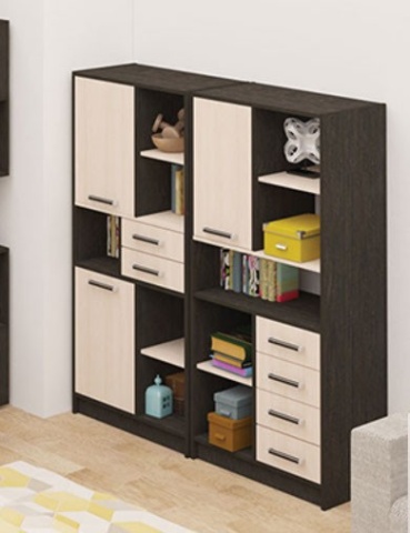 Стеллаж А-3 Венге/Дуб Молочный Ш-700 мм x Г-390 мм х В-1500 мм