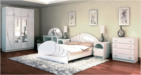 Жемчуг-2 Спальный Гарнитур ЛДСП с Пуфиком и Матрасом в Подарок/Разные Цвета Жемчуг-2 Спальный Гарнитур ЛДСП с Пуфиком и Матрасом в Подарок/Разные Цвета