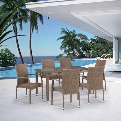 Комплект плетеной мебели T256B/Y379B-W56 Light Brown 6Pcs Комплект плетеной мебели T256B/Y379B-W56 Light Brown 6Pcs