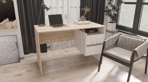 Компьютерный Стол Моника №9 Дуб Сонома/Белый /Ш-1200 x В-750 x Г-556 мм Компьютерный Стол Моника №9 Дуб Сонома/Белый /Ш-1200 x В-750 x Г-556 мм