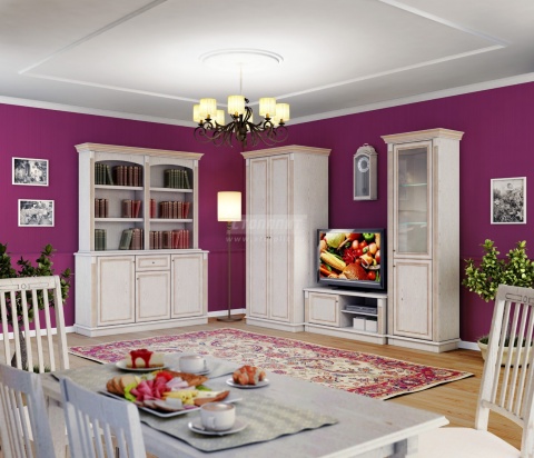 Версаль Комплект для Гостиной с Комодом Белый Ясень  Версаль Комплект для Гостиной с Комодом Белый Ясень