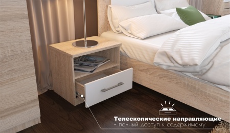 Спальный гарнитур "Аврора" Сонома/Белый