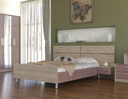 Кровать Ванесса-2 + Тумбы Прикроватные с Ортопедическим Основанием и Матрасом Кровать Ванесса-2 + Тумбы Прикроватные с Ортопедическим Основанием и Матрасом