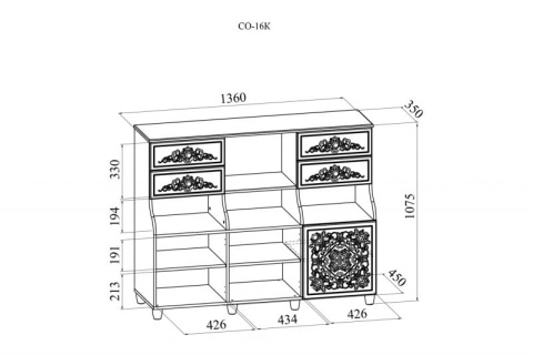 Тумба Соня СО-16К комбинированная Тумба Соня СО-16К комбинированная