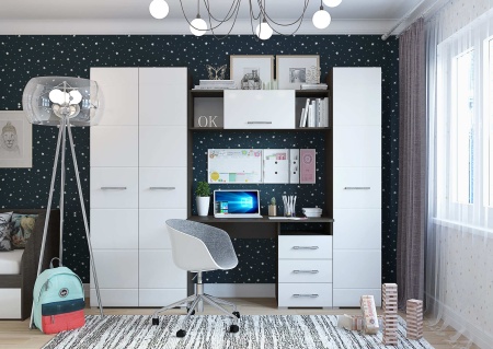 Детский Гарнитур "Ницца" №1 МДФ (Ш-2400 х В-2000 х Г-446 мм)/Разные Цвета