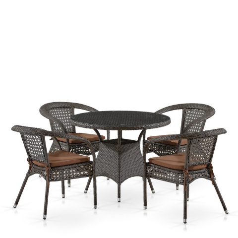 Комплект плетеной мебели Лион-1A T220CT/Y32-W53 Brown 4Pcs (4+1) Комплект плетеной мебели Лион-1A T220CT/Y32-W53 Brown 4Pcs (4+1)