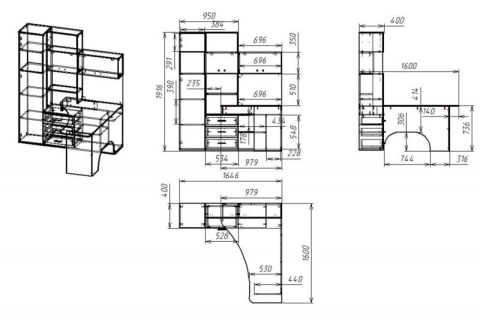 Компьютерный стол "Мебелайн-48" (тумба справа)