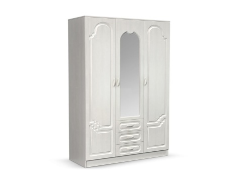 Шкаф 3-х Створчатый Герда Белый/Белый Глянец Ш-1350хВ-2016хГ-540 мм Шкаф 3-х Створчатый Герда Белый/Белый Глянец Ш-1350хВ-2016хГ-540 мм
