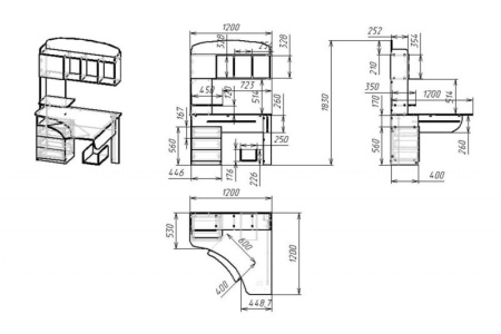 Компьютерный стол "Мебелайн-11" (тумба справа)
