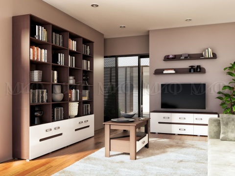 Набор для Гостиной Каролина МДФ (Стеллаж+Тумба TV+Полки+Журнальный Стол)/Разные Цвета Набор для Гостиной Каролина МДФ (Стеллаж+Тумба TV+Полки+Журнальный Стол)/Разные Цвета