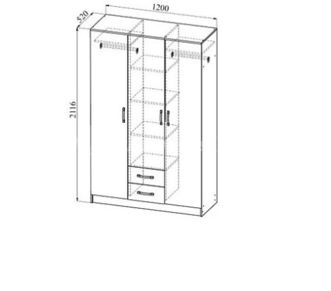 Шкаф Рига 3-х Створчатый/Разные Цвета (Ш-1200 х В-2120 х Г-520 мм) Шкаф Рига 3-х Створчатый/Разные Цвета (Ш-1200 х В-2120 х Г-520 мм)