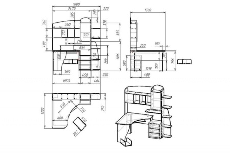Компьютерный стол "Мебелайн-12" (тумба справа)