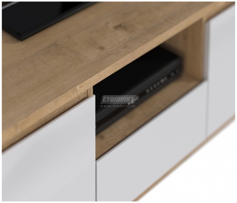 Тумба ТВ Веста СБ-2253 Дуб Бунратти/Белый/Ш-1400 X В-440 X Г-440 мм Тумба ТВ Веста СБ-2253 Дуб Бунратти/Белый/Ш-1400 X В-440 X Г-440 мм
