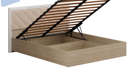 Кровать Амели с Мягкой Спинкой и Подъемным Механизмом Дуб Сонома Светлый/Белый Глянец (Д-1792 х В-1030 х Г-2042 мм)