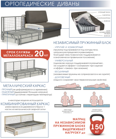 Угловой Ортопедический Диван Сити №1 /Разные Цвета Ш-2870/3110 х Г-1560 х В-1020 мм