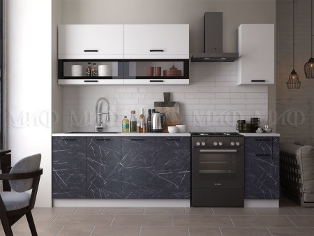 Кухонный Гарнитур Техас New МДФ 2000 мм Белый/Мрамор Темный