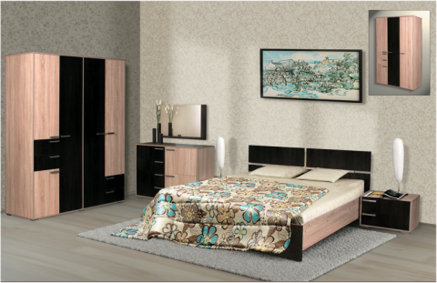 Ивушка Спальный Гарнитур ЛДСП (Шкаф 4-х Створчатый) с Матрасом в Подарок/Разные Цвета Ивушка Спальный Гарнитур ЛДСП (Шкаф 4-х Створчатый) с Матрасом в Подарок/Разные Цвета