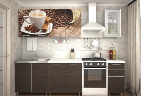Кухонный Гарнитур Фотопечать Кофе/Венге 2000 мм