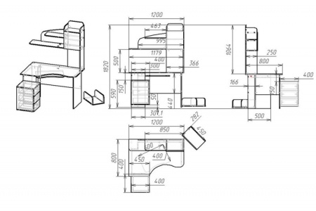 Компьютерный стол "Мебелайн-14" (тумба справа) Компьютерный стол "Мебелайн-14" (тумба справа)