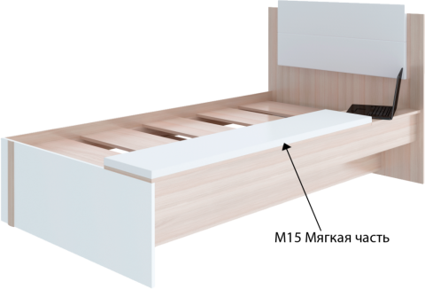 Кровать "Волкер" М 14 Ясень Шимо Светлый/Белый Кровать "Волкер" М 14 Ясень Шимо Светлый/Белый