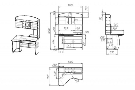 Компьютерный стол "Мебелайн-13" (системный блок справа)
